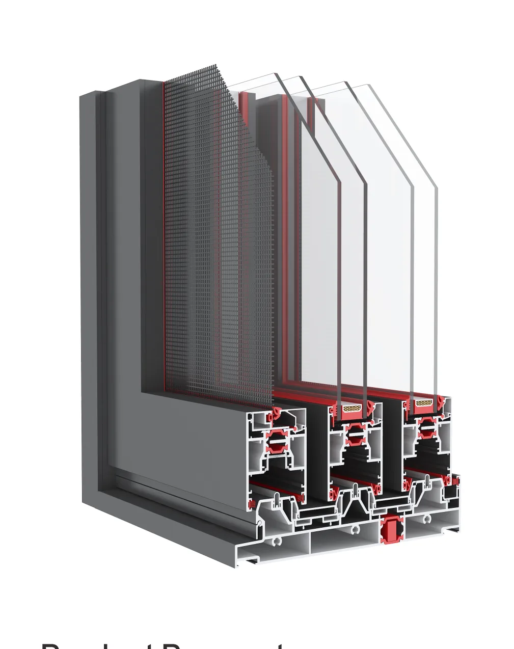 Cutaway of a thermally broken aluminium window profile